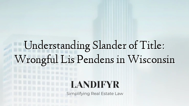 Understanding Slander of Title: Wrongful Lis Pendens in Wisconsin