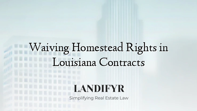Waiving Homestead Rights in Louisiana Contracts