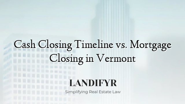 Cash Closing Timeline vs. Mortgage Closing in Vermont