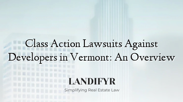 Class Action Lawsuits Against Developers in Vermont: An Overview