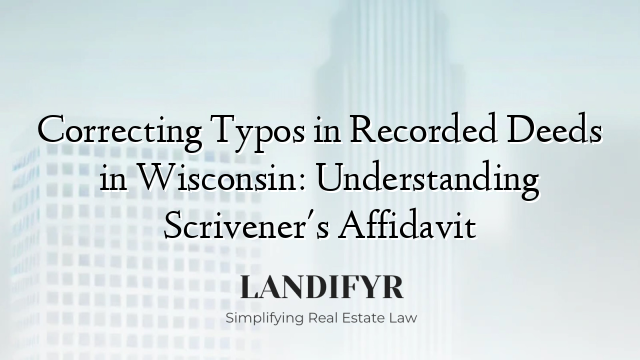 Correcting Typos in Recorded Deeds in Wisconsin: Understanding Scrivener's Affidavit