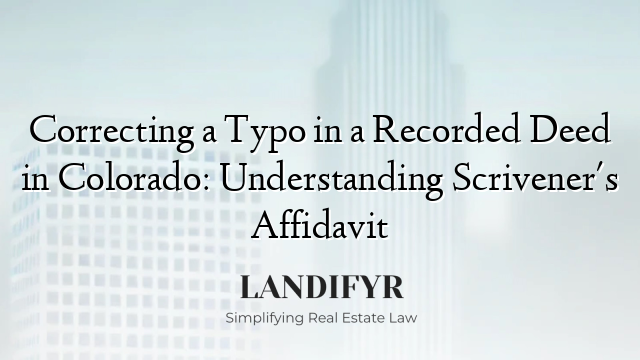 Correcting a Typo in a Recorded Deed in Colorado: Understanding Scrivener's Affidavit