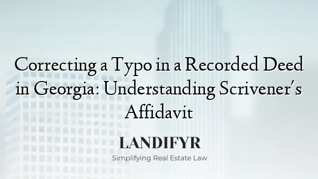 Correcting a Typo in a Recorded Deed in Georgia: Understanding Scrivener's Affidavit