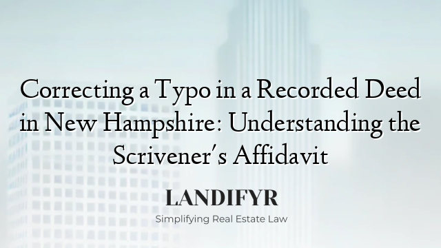 Correcting a Typo in a Recorded Deed in New Hampshire: Understanding the Scrivener's Affidavit