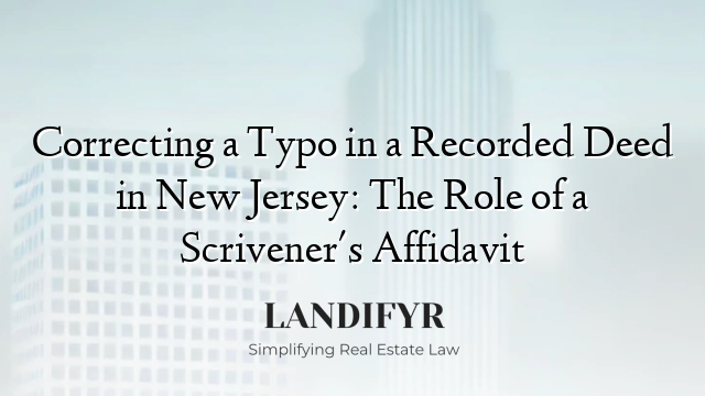 Correcting a Typo in a Recorded Deed in New Jersey: The Role of a Scrivener's Affidavit