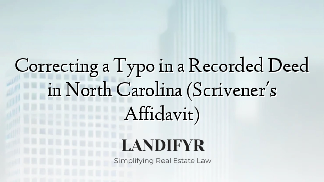 Correcting a Typo in a Recorded Deed in North Carolina (Scrivener's Affidavit)