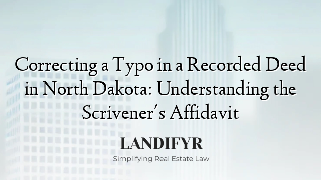 Correcting a Typo in a Recorded Deed in North Dakota: Understanding the Scrivener's Affidavit