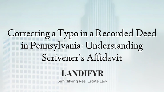 Correcting a Typo in a Recorded Deed in Pennsylvania: Understanding Scrivener's Affidavit
