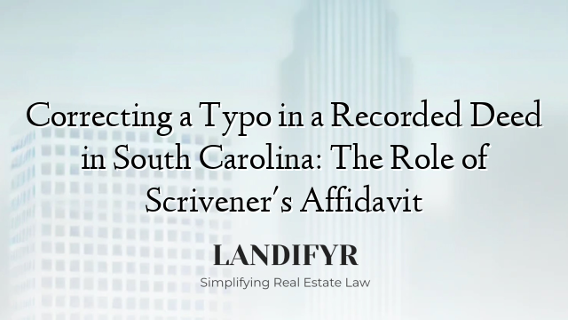 Correcting a Typo in a Recorded Deed in South Carolina: The Role of Scrivener's Affidavit