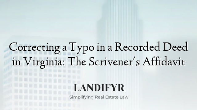 Correcting a Typo in a Recorded Deed in Virginia: The Scrivener's Affidavit