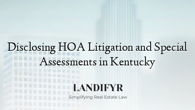 Disclosing HOA Litigation and Special Assessments in Kentucky