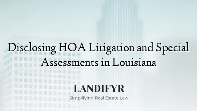 Disclosing HOA Litigation and Special Assessments in Louisiana