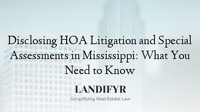 Disclosing HOA Litigation and Special Assessments in Mississippi: What You Need to Know
