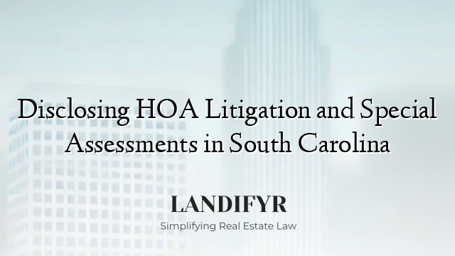 Disclosing HOA Litigation and Special Assessments in South Carolina