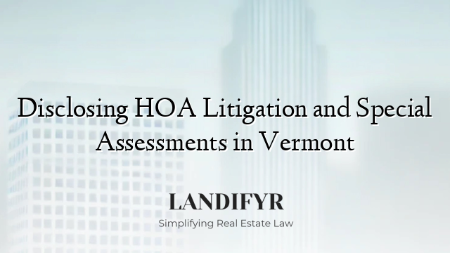 Disclosing HOA Litigation and Special Assessments in Vermont