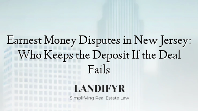 Earnest Money Disputes in New Jersey: Who Keeps the Deposit If the Deal Fails