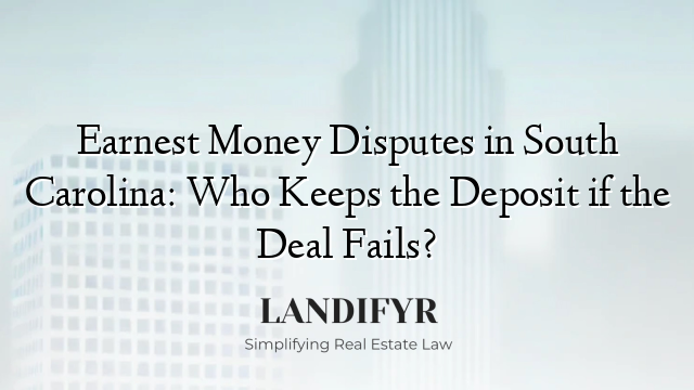 Earnest Money Disputes in South Carolina: Who Keeps the Deposit if the Deal Fails?
