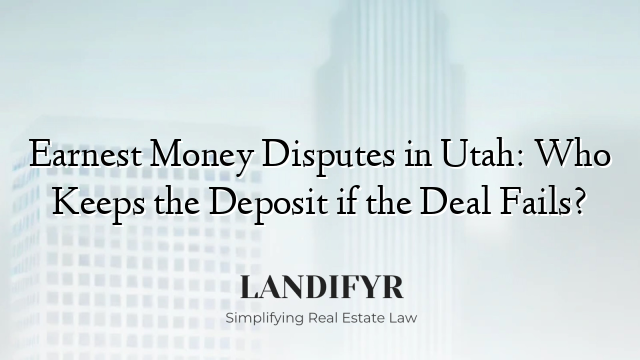 Earnest Money Disputes in Utah: Who Keeps the Deposit if the Deal Fails?