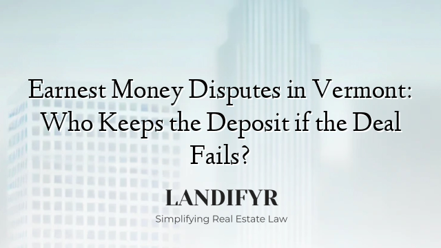 Earnest Money Disputes in Vermont: Who Keeps the Deposit if the Deal Fails?