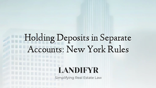 Holding Deposits in Separate Accounts: New York Rules