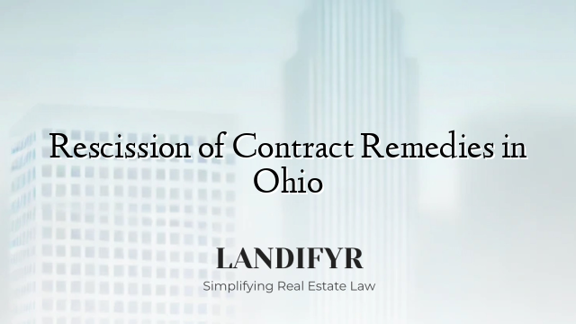 Rescission of Contract Remedies in Ohio