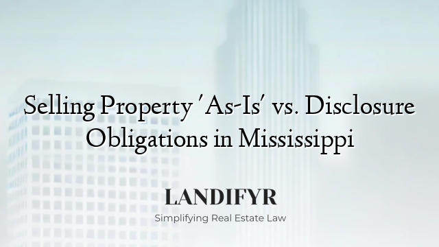 Selling Property 'As-Is' vs. Disclosure Obligations in Mississippi