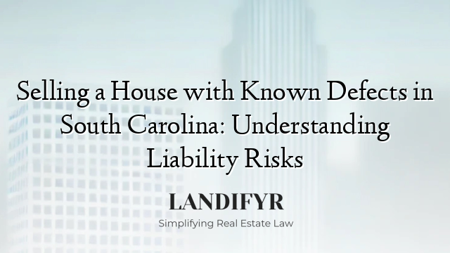 Selling a House with Known Defects in South Carolina: Understanding Liability Risks