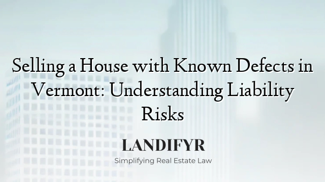 Selling a House with Known Defects in Vermont: Understanding Liability Risks