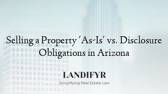 Selling a Property 'As-Is' vs. Disclosure Obligations in Arizona