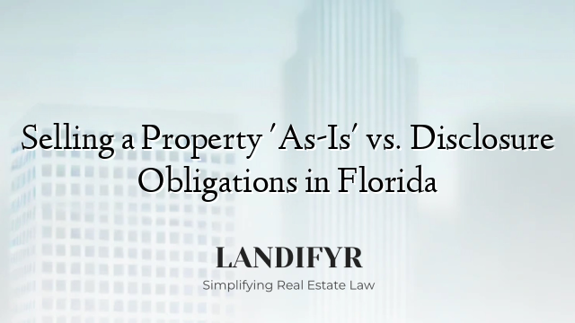 Selling a Property 'As-Is' vs. Disclosure Obligations in Florida