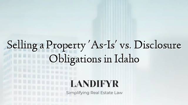 Selling a Property 'As-Is' vs. Disclosure Obligations in Idaho