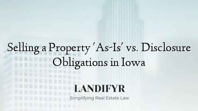 Selling a Property 'As-Is' vs. Disclosure Obligations in Iowa