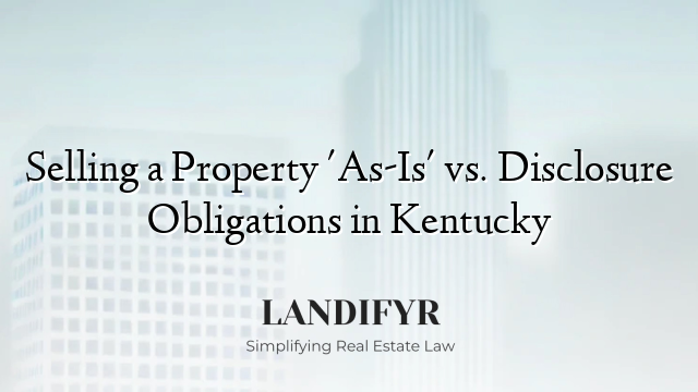 Selling a Property 'As-Is' vs. Disclosure Obligations in Kentucky