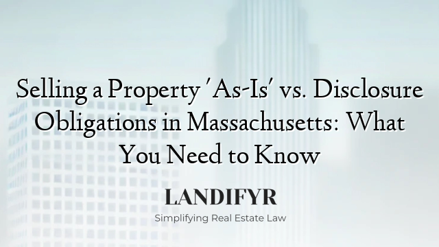 Selling a Property 'As-Is' vs. Disclosure Obligations in Massachusetts: What You Need to Know