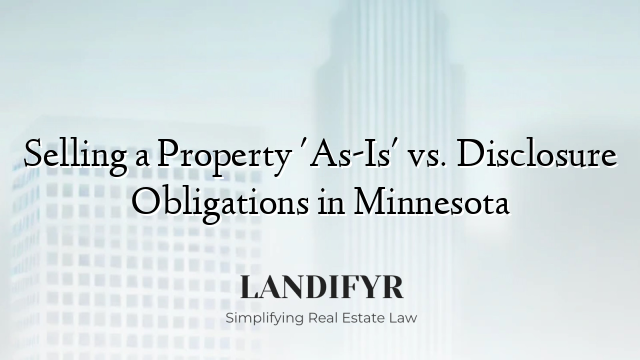Selling a Property 'As-Is' vs. Disclosure Obligations in Minnesota