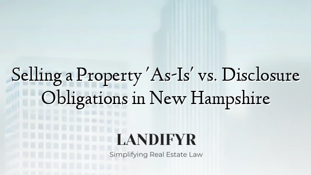 Selling a Property 'As-Is' vs. Disclosure Obligations in New Hampshire