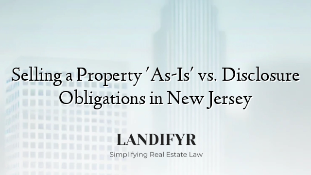 Selling a Property 'As-Is' vs. Disclosure Obligations in New Jersey