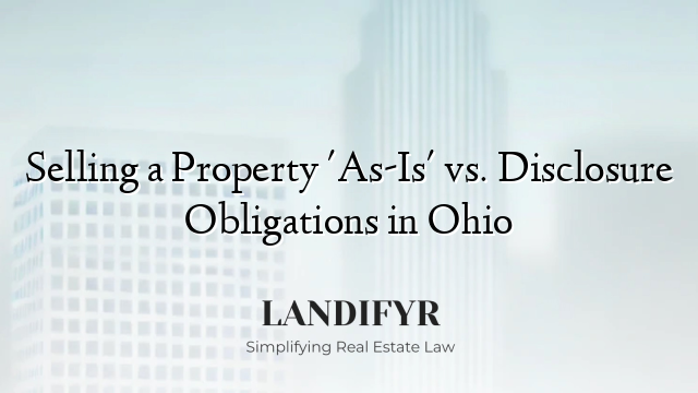 Selling a Property 'As-Is' vs. Disclosure Obligations in Ohio