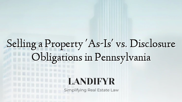 Selling a Property 'As-Is' vs. Disclosure Obligations in Pennsylvania