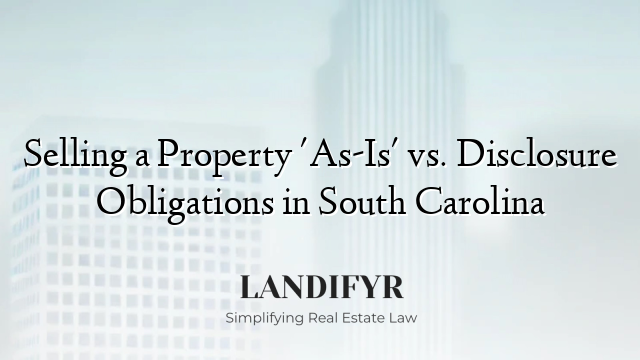 Selling a Property 'As-Is' vs. Disclosure Obligations in South Carolina