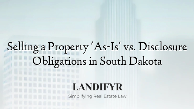 Selling a Property 'As-Is' vs. Disclosure Obligations in South Dakota