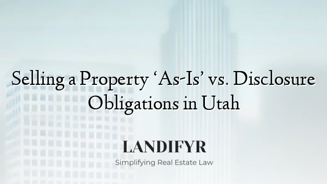 Selling a Property ‘As-Is’ vs. Disclosure Obligations in Utah