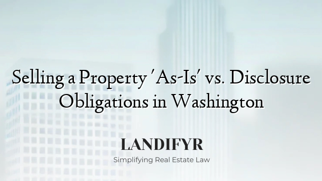 Selling a Property 'As-Is' vs. Disclosure Obligations in Washington