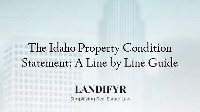 The Idaho Property Condition Statement: A Line by Line Guide