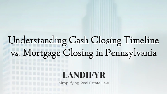 Understanding Cash Closing Timeline vs. Mortgage Closing in Pennsylvania