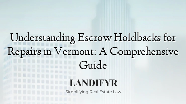 Understanding Escrow Holdbacks for Repairs in Vermont: A Comprehensive Guide