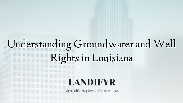 Understanding Groundwater and Well Rights in Louisiana