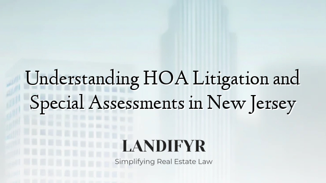 Understanding HOA Litigation and Special Assessments in New Jersey