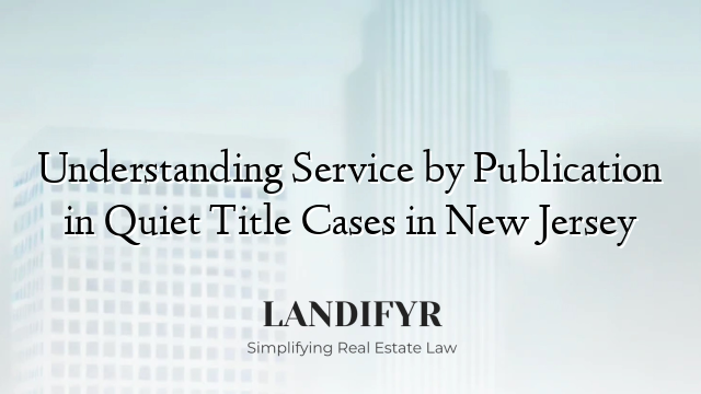 Understanding Service by Publication in Quiet Title Cases in New Jersey
