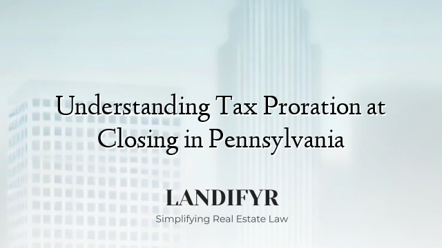 Understanding Tax Proration at Closing in Pennsylvania